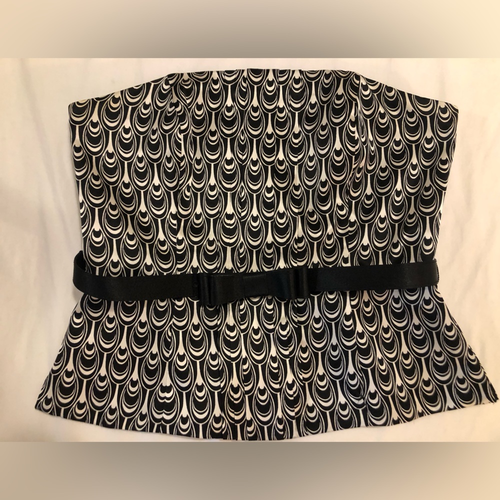 White House Black Market, silk, strapless top& black belt, 12